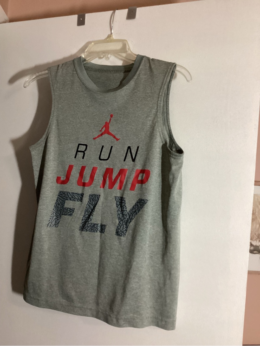 LG Kids Gray Tank Top with Red & Navy 'Run Jump Fly' Graphic